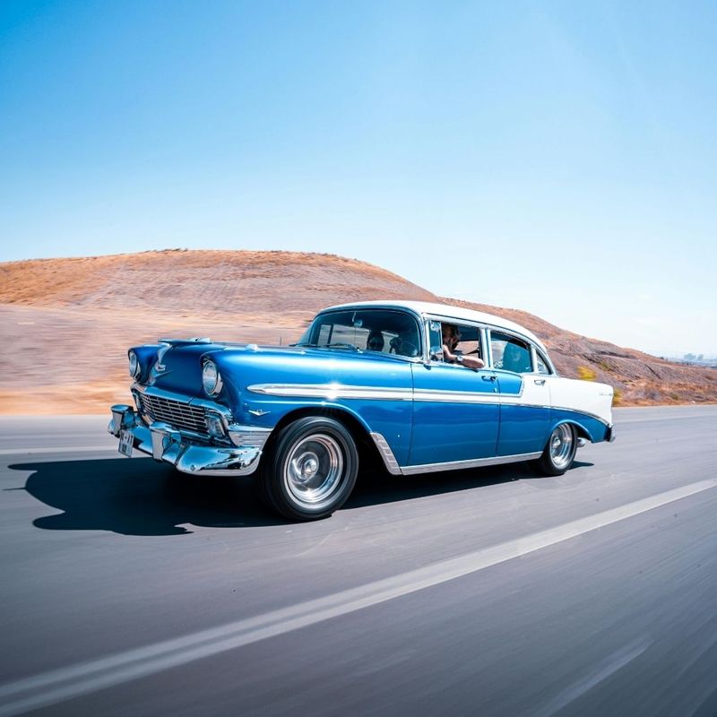 classic car on the road